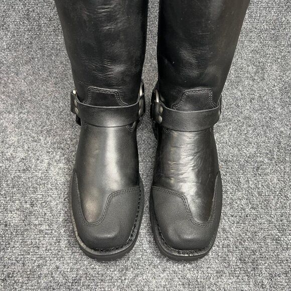 Milwaukee 11" Harness Boots Mens Size 9 Black Leather Drag Square Toe Motorcycle - Picture 4 of 14